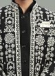 Thread Work Indowestern In Black Color